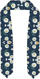 [WURTON] Daisy Print Unisex Adult Graduation Stole Class Of 2024 Polyester Shawl Stole With Trim Honor