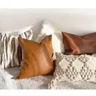Mix & Match Sofa Décor Cream/Brown Tones Faux Leather Textured Cushion Covers