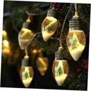 2Pcs Christmas Snow Globe String Lights Indoor 2 Packs Christmas String Lights
