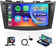 8 Core 4G+64G Car Radio for Suzuki Swift 2011-2015 with Wireless Carplay/Android Auto, 9 Inch Android 13 IPS Touch Screen Car Stereo, Bluetooth, GPS, WiFi, SWC, DSP + Backup Camera