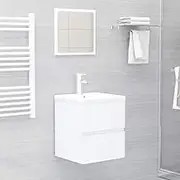 Bathroom Furniture Set White Engineered Wood,Bathroom Furniture Sets-3071576
