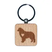 Australian Shepherd Dog Aussie with Heart Engraved Wood Square Keychain