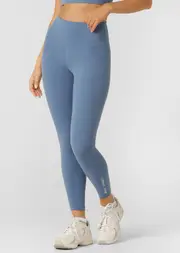 [Lorna Jane] Lotus No Chafe Phone Pocket Ankle Biter Leggings in Blue, Size - Large L Moonlight Blue