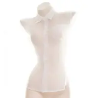 在飛比找Yahoo!奇摩拍賣優惠-透視情趣睡衣 情趣裙 超薄歐根紗襯衣 女款透明短袖襯衫性感日