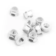 10pcs M5 Flange Locking Hex Nuts Nylon Insert Anodized Aluminum (Silver)