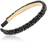 Women headband 4 Rows Crystal Rhinestone Headbands Beaded Sparkle Hair Hoop Band (Black, One Size)