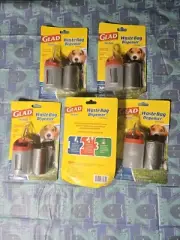 Lot Of 150 Bag Glad For Pets Waste Bag Dispenser & 30 Large Bags (5 Packs Lot)