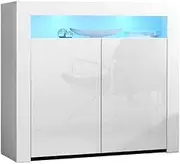 Artiss Buffet Sideboard LED RGB White with Doors and Inner Shelf Pantry Cupboard Corner Cabinet, Kitchen Storage Table Dsiplay Organizer Dining Furniture Living Room Home