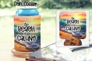 The Beach is Calling-One Foldable Can Cooler, Stubby Holder