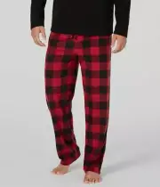 $64 Club Room Men's Black Plaid Pajama PJ Warm Fleece Pants Lounge Sleepwear S