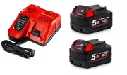 NEW GENUINE MILWAUKEE M18 5.0AH BATTERIES, CHARGER AND BAG M18B5