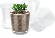 [TAQIXI] 20 Pack 7 Inch Clear Nursery Pots,Plastic Transparent Plant Pot with Drainage Holes and Saucers,Plant Pot Seed Starter Pots for Succulents (7 Inch)
