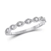 14k White Gold Round Diamond Twist Stackable Band Ring 1/10 Cttw