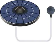Solar Pond Aerator Oxygen Pump With Air Hose and Bubble Stone - Floating Water Aerator Fish Tank Oxygenator for Birdbath, Fountain, Small Pond Water Circulation