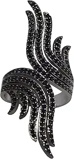 [MOONEYE] 925 Sterling Silver Black Spinel Long Finger Statement Wedding Anniversary Women Bar Ring