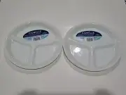 2 Corelle Vitrelle Divided Plates New with Tags 8-1/2" Diameter 3-Compartment