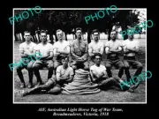 OLD POSTCARD SIZE PHOTO OF AIF ANZACS AUST LIGHT HORSE TUG O WAR TEAM 1918