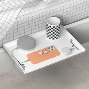[Uandhome] Bedside Shelf, Modern Clamp-On Floating Nightstand and Bedroom Bed Shelf Tray, Clipped in bunk beds, for Home, Dorm, Rv Or Apartment (Excluding Accessories on Bedside Racks) (White)