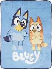 Bluey and Bingo Heeler Pups Plush Minky Fleece Blanket Throw 46" X 60"