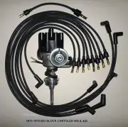 CHRYSLER 440 1973-1978 BLACK Small Female Cap HEI Distributor + Spark Plug Wires