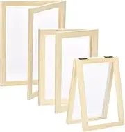 sourcing map 3 Pcs Paper Making Screen Wooden Paper Making Mould Papermaking Frame Kit Double Layer for DIY Paper Craft Making Cards, Bookmarks(4.9x7.1 Inch, 7.5x9.8 Inch, 9.8x13.4 Inch)