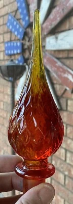 Empoli Genie Bottle Stopper Replacement In RED/ORANGE/YELLOW 8” QUILT RESIN.