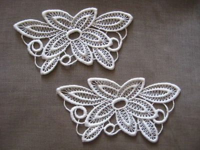 13 PCS VINTAGE NATURAL FLORAL COTTON VENISE APPLIQUE