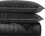 Vera Wang- King Quilt Set, Designer Bedding Set Including Shams, All Season Velvet Home Décor (Diamond Black, King)