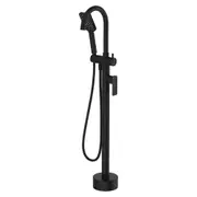 Fienza Tono Matt Black Solid Brass With Square Hand Shower Swivel Floor Mounted Bath Mixer