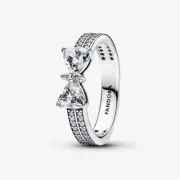 *BRAND NEW* Pandora 925 Sterling Silver Sparkling Bow Double-Row Ring 193552C01