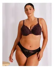 [Chloe & Lola] Empower D+ Lace Underwire Demi Bra in Plum