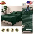 Soft 100% Cotton Flannel Sheet Set King - Forest Green, 4-Piece Luxury Bedding