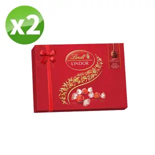 【Lindt 瑞士蓮】Lindor夾餡牛奶巧克力禮盒14入(168g/盒x2)