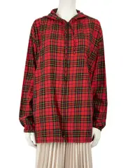 Red Tartan Flannel Hooded Zip Jacket