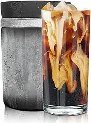 Iced Coffee Maker Wine Chiller - Dimux Instant Beverage Cooler Stainless Steel Can Insulator,Reusable Drink Coffee Chiller for Iced Tea,Wine,Spirits, Alcohol,Juice,15.2 Oz Black