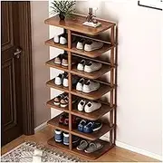 Front Door Vertical Shoe Rack Organizer Space Saving Shoe Storage 8 14 Pairs Multi-layer Shoe Stand for Living Room Bedroom Brown/White Shoe Organizer (Size: