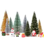 NNETM Set of 8 Pine Needle Christmas Tree Micro Bonsai Decorations