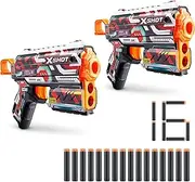 X-Shot Skins Flux Blaster with 16 Darts - Reckoning Skin (2 Pack) by ZURU, Easy Reload, Air Pocket Dart Technology, Toy Foam Blaster for Kids, Teens and Adults
