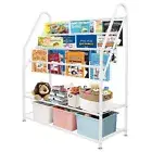 Metal Kids Bookshelf Freestanding Bookcase for Children Room 32 in Large Toy ...