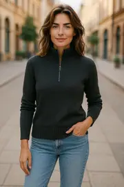 Charcoal Grey Possum Merino Qtr Zip Jumper