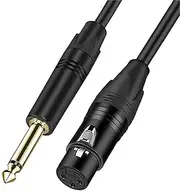 XMUXI 6.35mm Male to XLR Female Microphone Cable - 1/4 Inch Unbalanced TS to Cannon Female Cable Mic Audio Converter Adapter Cable (3 Meters)