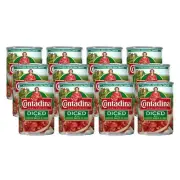 Contadina Diced Tomatoes with Roasted Garlic 14.5 oz Pack of 12 Cans