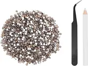 uxcell 5000pcs Flatback Rhinestones Resin, SS12 3mm Resin Rhinestones Bulk Round Shine Gems with Pickup Tools for DIY Nail Art Tumblers Mugs Clothes, Champagne