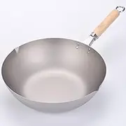 Nonstick Wok Kitchen Cookware Anti-Scald Wood Handle Non Stick Frying Pan for Gas and Cooktops(36cm)