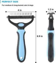 Pet Grooming Brush DeShedding Dog Cat Undercoat Rake Comb Double Sided