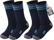 [SAMSOX] 2-Pair Merino Wool Hiking Socks, Made in USA Micro Crew with Cushion, Lightweight Boot Socks for Men Women (Nevada)