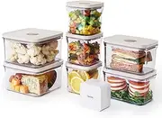 [VAKUEN] Premium Airtight Food Storage Container. Special Edition Mercury Color 8P/Set. 7pcs Container and Vacuum Sealer. Patented Double Silicone Lining, 100% Leak Proof, BPA-FREE