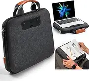 Nauttxon Hard Laptop Case 14 Inch, 2 in 1 Laptop Bag Lap Desk with Stopper and Book Clip, Shockproof Waterproof Laptop Sleeve with Handle Compatible with MacBook HP Dell Lenovo ASUS and More - Black