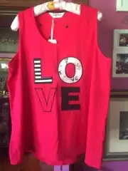 Lovely TS Taking Shape Dreams Stretch Red Black White Love Sleep Tank Top M NWT