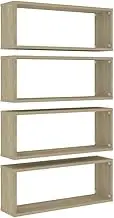 vidaXL 4X Wall Cube Shelves Home Bedroom Living Room Wall-Mounted Hanging Display Rack Shelf Cabinet Furniture Sonoma Oak Engineered Wood